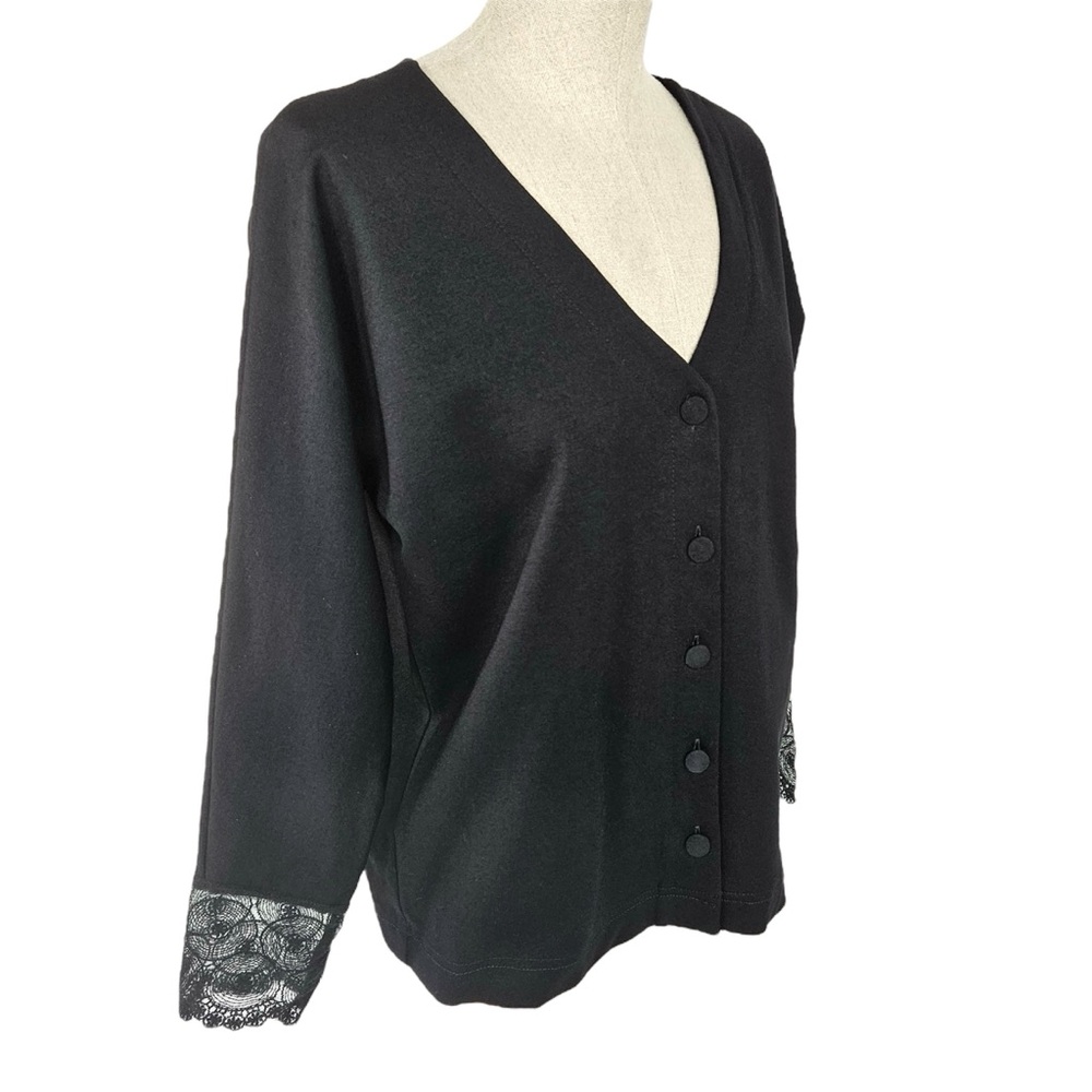 ATELIER CAMILLE Anthropologie Cardigan Viscose Lace Cuffs Women’s Size 0 France - Picture 2 of 14